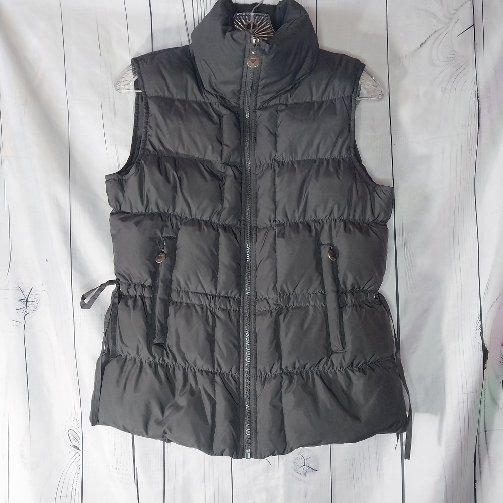Betsey Johnson Quilted Charcoal Gray Cozy Casual Layering Piece Puffer Vest